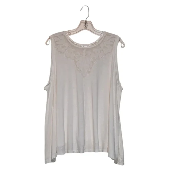 FREE PEOPLE Swing Top Ivory Knit Lace Linen Blend Layering Tank Boho Large 10 - Picture 3 of 9